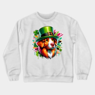 Nova Scotia Duck Tolling Retriever Celebrates St Patrick's Day Crewneck Sweatshirt